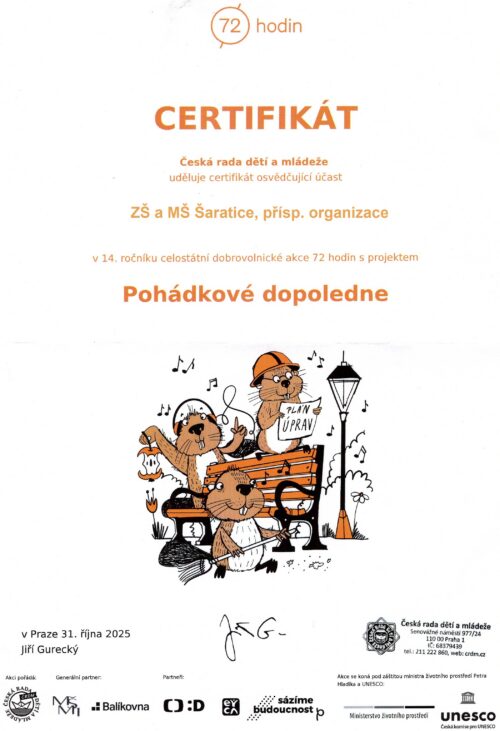 Certifikát 72 hodin - 2025